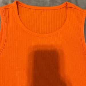 SHEIN Vibrant Orange Ribbed Tank Top